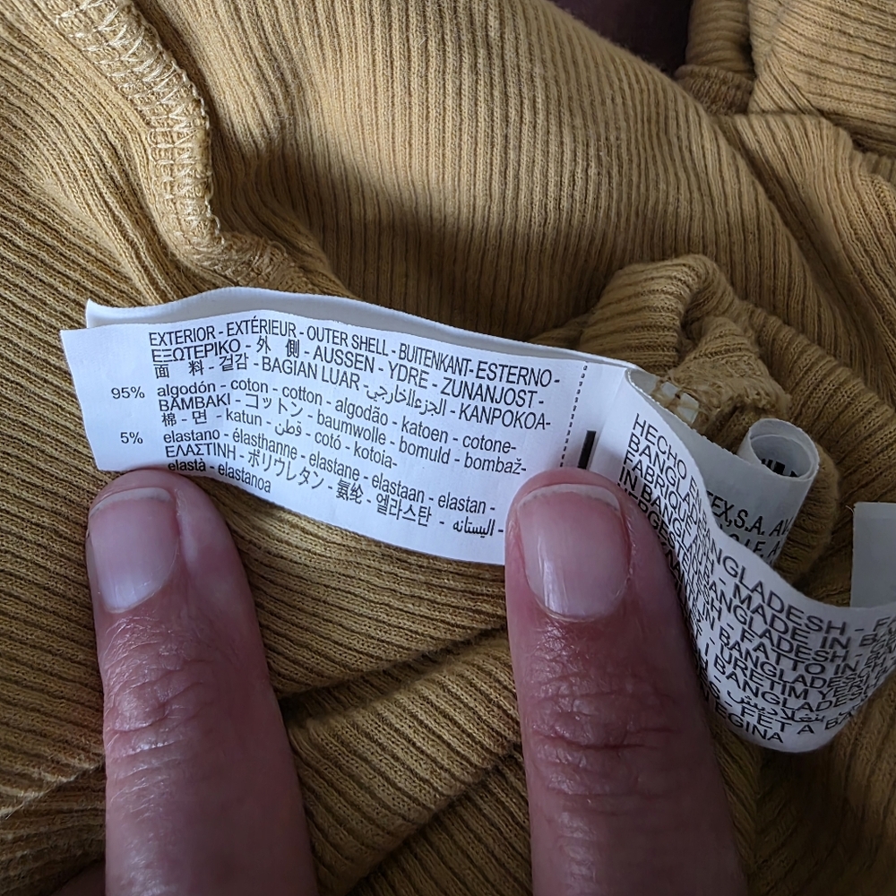 Zara Mustard Ribbed Tee NWOT - Picture 7 of 7